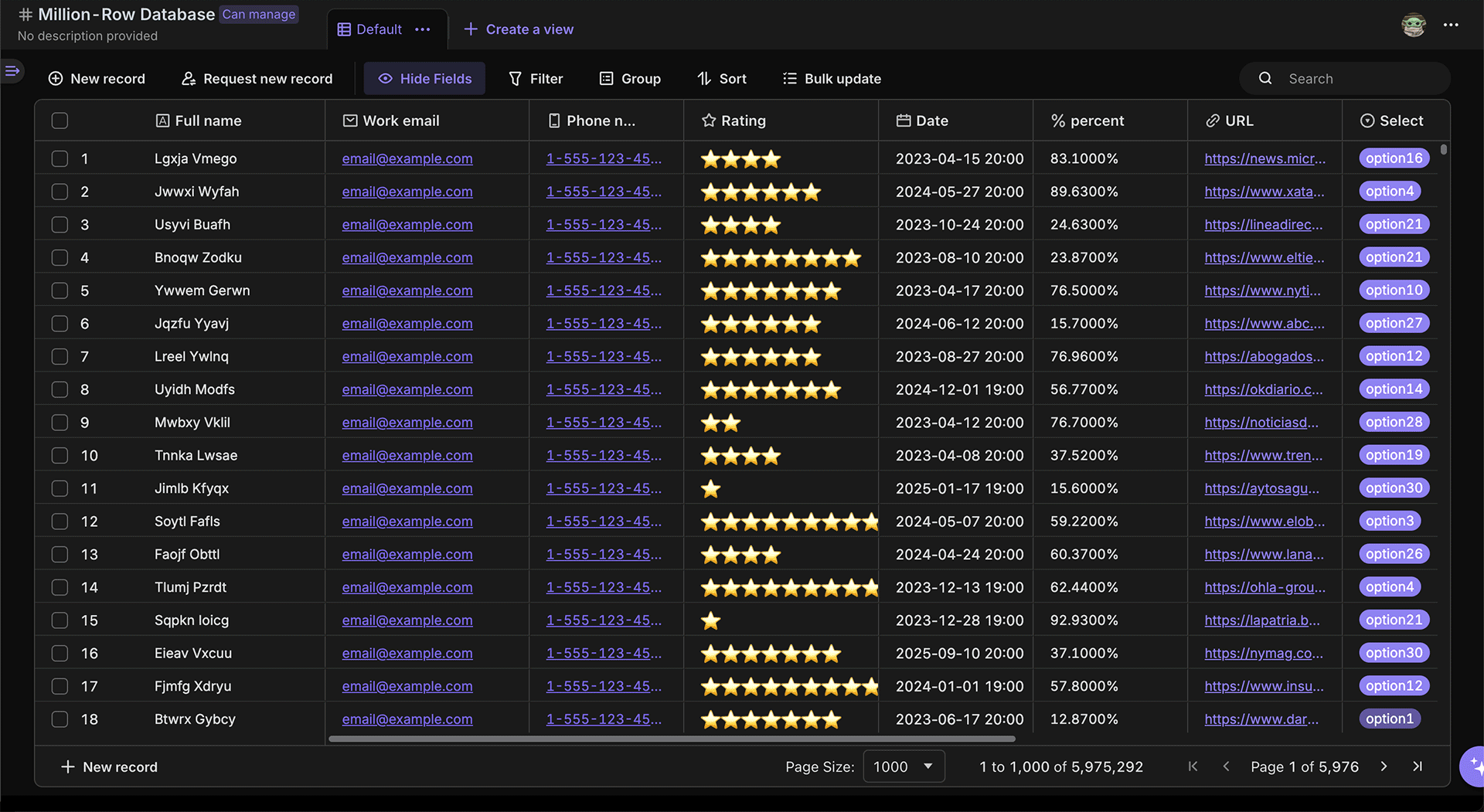 Built-in visual database