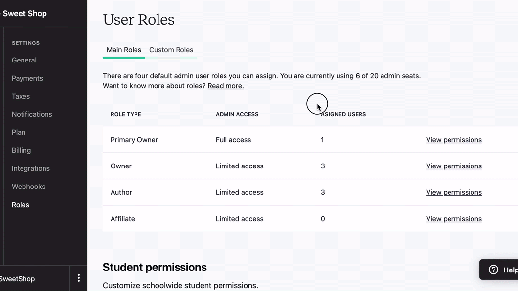 User roles