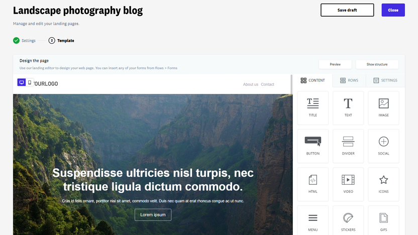 Custom landing pages
