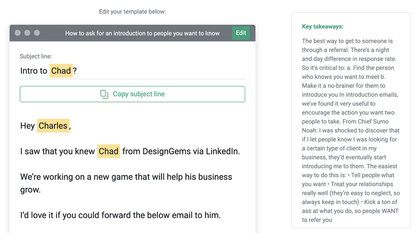 Key takeaways about template